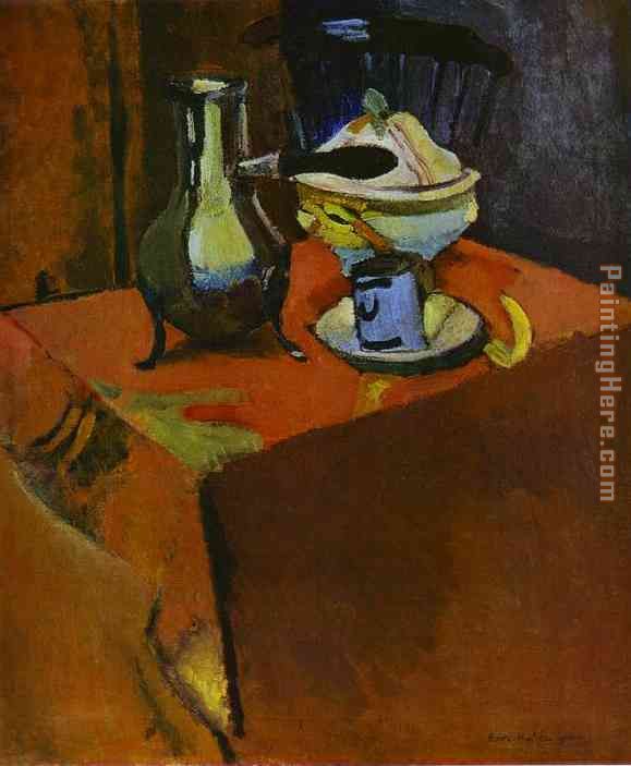 Crockery on a Table painting - Henri Matisse Crockery on a Table art painting